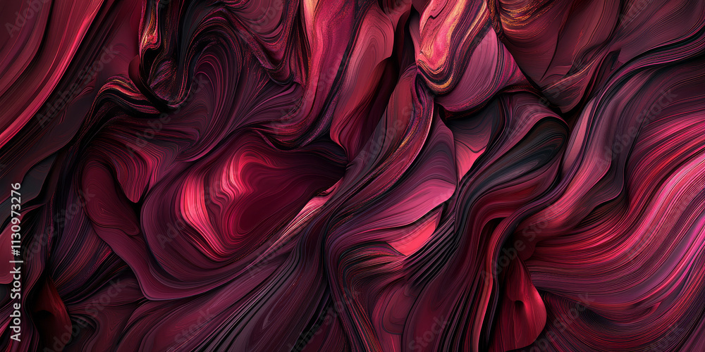 Poster deep crimson and wine-red abstract backdrop with cascading curves and velvety textures. the gradient