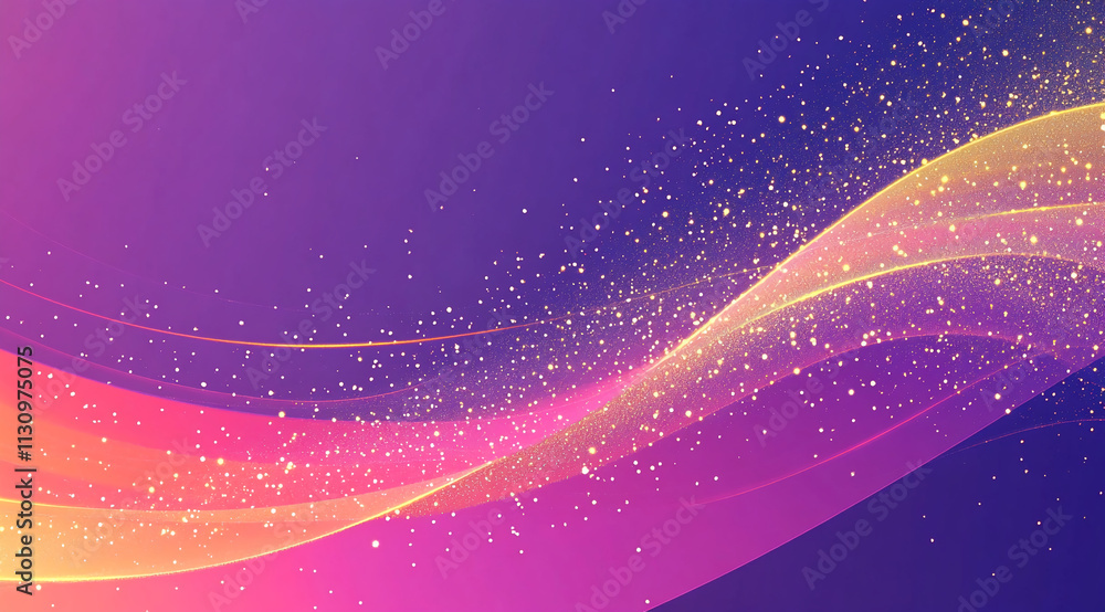 Poster vibrant abstract waves with sparkling effects in purple and pink hues create a dynamic visual experi