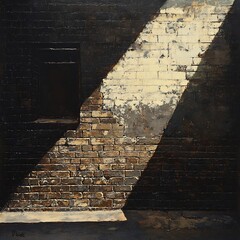 Dramatic Lighting and Textures of an Abandoned Brick Building Interior