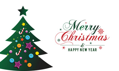 Merry Christmas Typography Design template with Christmas tree. Vector illustration.