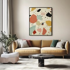 Elegant and Cozy Modern Living Room with Abstract Wall Art