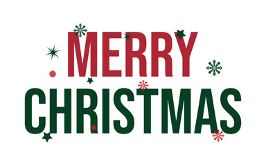 Merry Christmas Typography Text Design. Merry Christmas Holiday Greeting Card, Vector Illustration Background