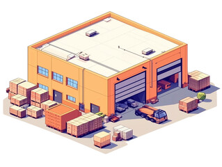 Isometric Tiny Warehouse Icon PNG