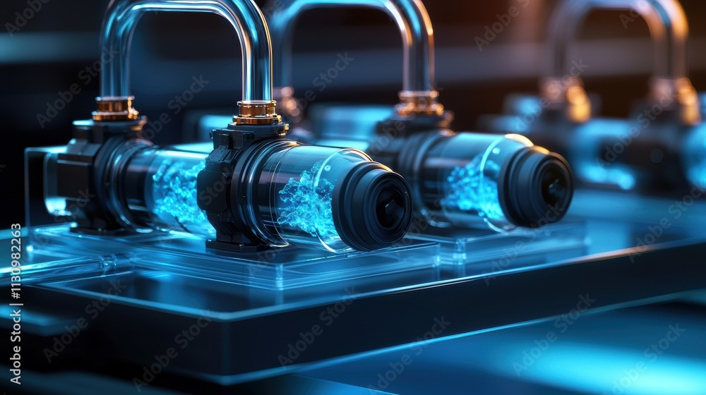 Poster data center cooling energy efficiency technology concept. a close-up of futuristic components with g