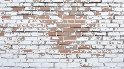 Obraz premium White grunge brick wall with textured surface, perfect for urban backgrounds, design projects, and industrial concepts, architecture, weathered, brick wall