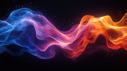 Colorful wave abstract infographics, possibly representing data analysis or sound waves, on a black background