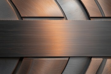 Obraz premium Scientific strength of materials concept. A close-up view of layered metallic textures featuring bronze, copper, and steel with a brushed finish, creating a modern industrial aesthetic.