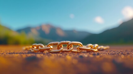 Broken Chain in Desert Concept of Freedom. Generative AI