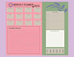 2025 daily planner, weekly planner,monthly planner, yearly planner,to do list,habit tracker,notes, calendar