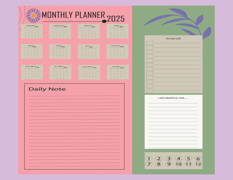 2025 daily planner, weekly planner,monthly planner, yearly planner,to do list,habit tracker,notes, calendar