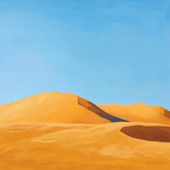 Majestic Sand Dunes in Arid Landscape under Bright Sky