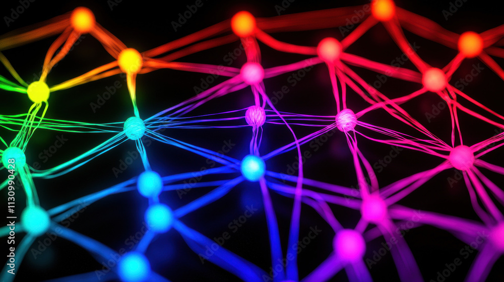 Aufkleber a vibrant, colorful network of interconnected nodes, showcasing a visually striking representation o