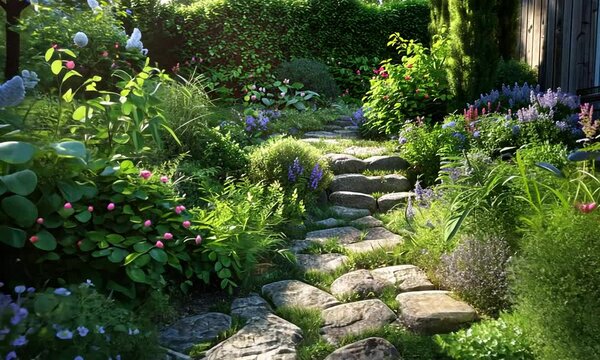 Serene Garden Path: A Summer's Day Dream