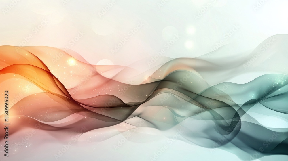 Poster fluid pastel waves in soft light abstract art digital design ethereal environment elegant viewpoint 