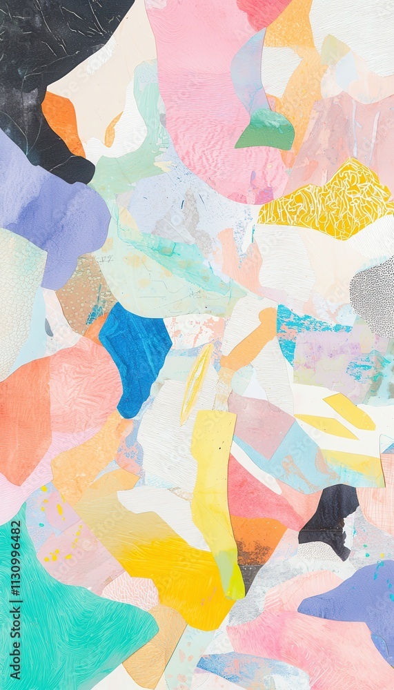 Poster abstract colorful composition with soft shapes and textures for modern art background or decor