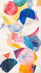 Fototapeta premium Abstract composition of colorful shapes and textures creating a vibrant collage on white background