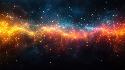 Fototapeta premium Lines of internet and big data connect, visualizing cloud storage, AI, and the complex world of coding and algorithms