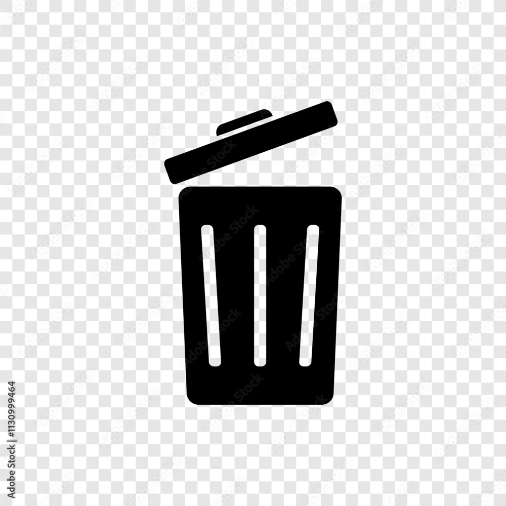 Poster trashcan simple icon vector. flat design. transparent grid
