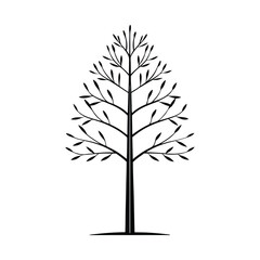 Obraz premium tree simple outline on white background illustration