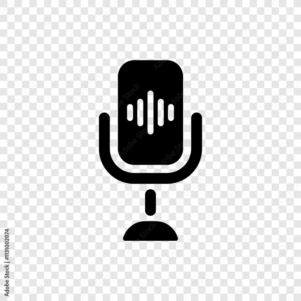 Poster microphone simple icon vector. flat design. transparent grid
