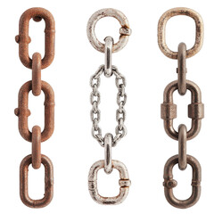 Obraz premium Different types of metal chains displayed. transparent background