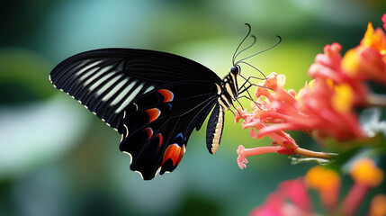close up of butterfly on vibrant flower, showcasing nature beauty