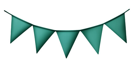 Green bunting banner isolated on transparent background