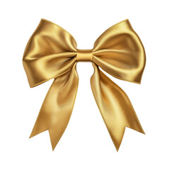Gold ribbon bow isolated on transparent background