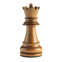 Wooden chess queen piece isolated on transparent background