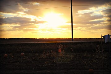 Iowa sunset from a pumpkin patch farm