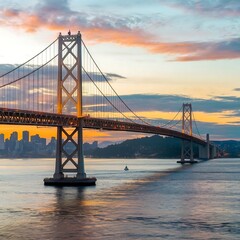 Obraz premium Beautiful view of the Golden Gate Bridge in San Francisco, pastel colors. Concept, travel, world attractions