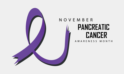 Fototapeta premium Pancreatic Cancer Awareness Month. BannerTemplateWith Purple Ribbon Vector Illustration. World Pancreatic Cancer Day Concept.