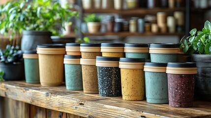 Fototapeta premium Sustainable and recyclable containers for various uses, promoting eco-conscious practices