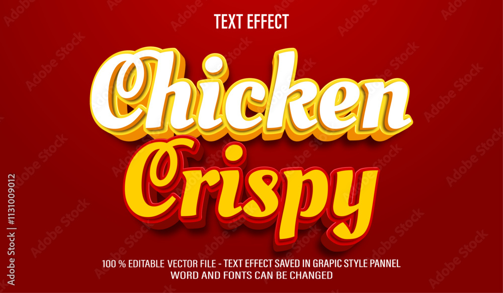 Poster chicken crispy 3d editable text effect style