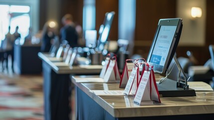 Professional Conference Room Setup with Lanyards Ready for Attendees