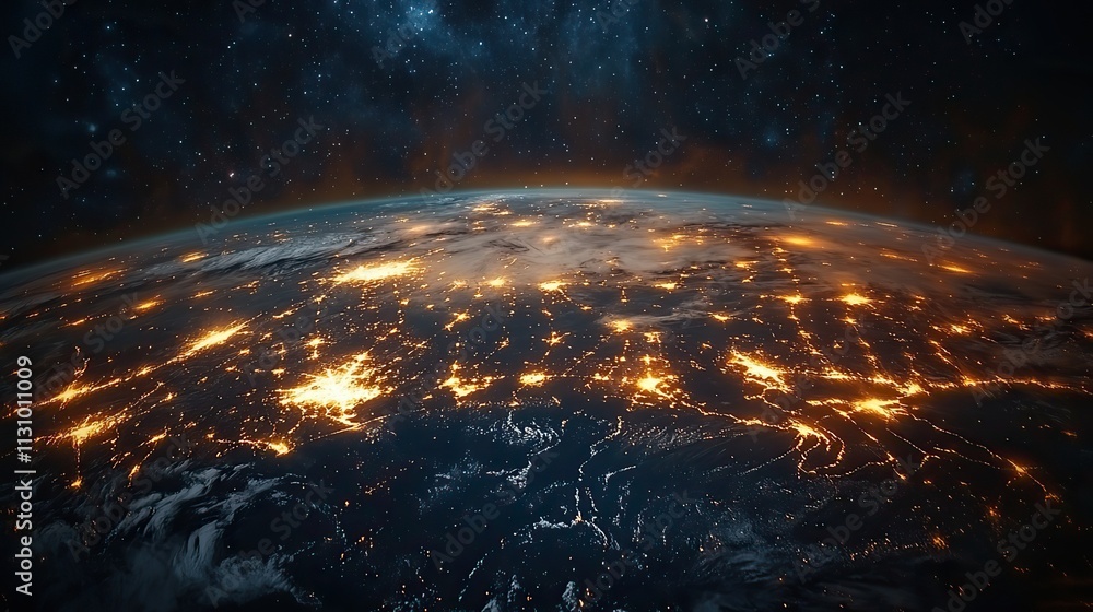 Wall mural the world is interconnected by a global network, symbolizing communication and digital transformatio