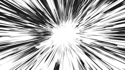 Radial motion speed lines for Manga comics or explosion drawing vector background.
