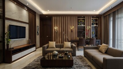 Fototapeta premium modern living room,living room interior,modern living room with fireplace