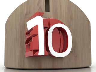Photo 10 days left label, numbers countdown 3d