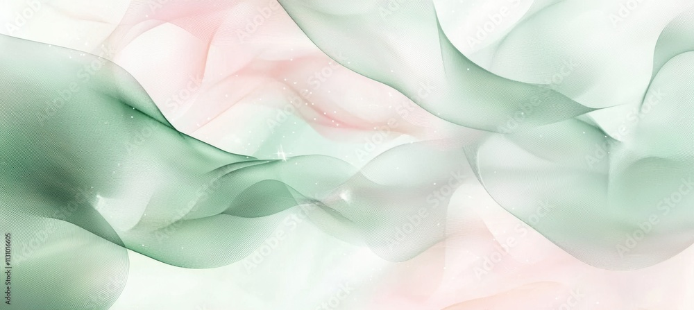 Poster airy abstract spring background with flowing pastel shapes for web and social media design