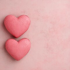 Obraz premium Heartfelt Valentine Treats Pink Macarons on a Pastel Background Sweet Delights for Romance Cozy Setting Whimsical Vibe
