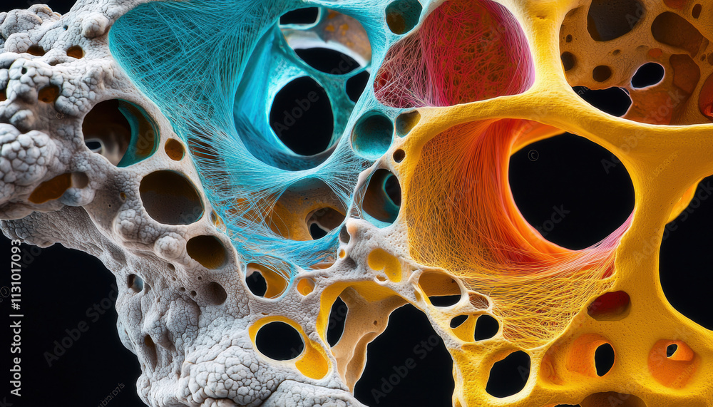 Aufkleber a vibrant, abstract representation of interconnected cells with colorful patterns and textures, show