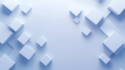 Fototapeta premium random offset white square cube boxes block background wallpaper banner template fade out with copy space