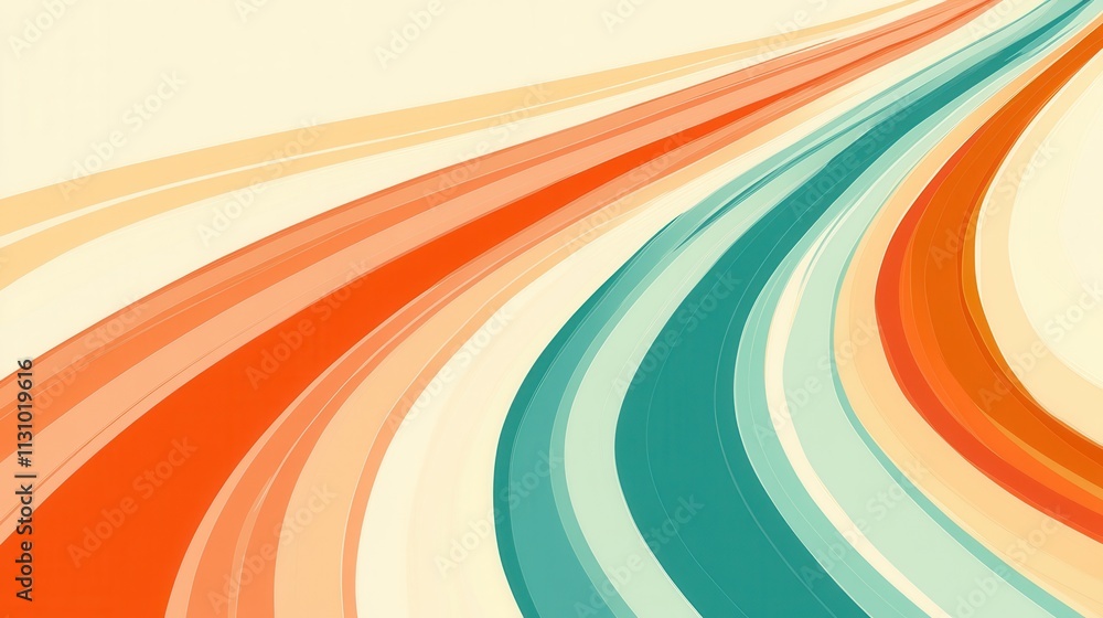 Poster abstract retro swirling lines background design in warm and cool tones: a visually appealing pattern