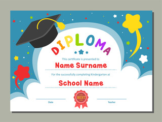 Preschool Diploma Certificate. Kindergarten Diploma Certificate. Kindergarten Certificate