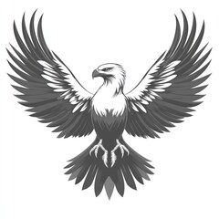 Fototapeta premium Monochrome eagle in flight, stylized graphic design.
