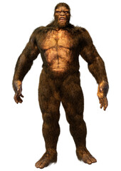 3D Rendering Sasquatch on White