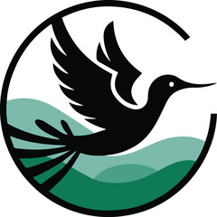 Fototapeta premium Bird logo flat vector silhouette illustration