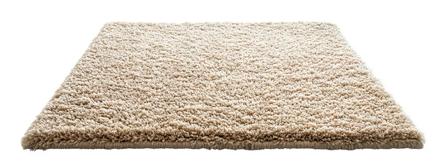 Soft beige carpet with textured surface, isolated on transparent cutout background

