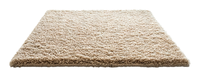 Soft beige carpet with textured surface, isolated on transparent cutout background
